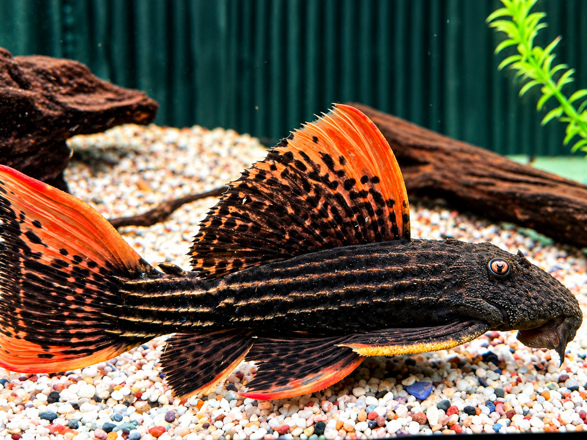 L25 7 Pointer Sao Felix Rotflossen Kaktuswels Pseudoacanthicus pirarara 22-25 cm Sonderpreis wegen Narbe