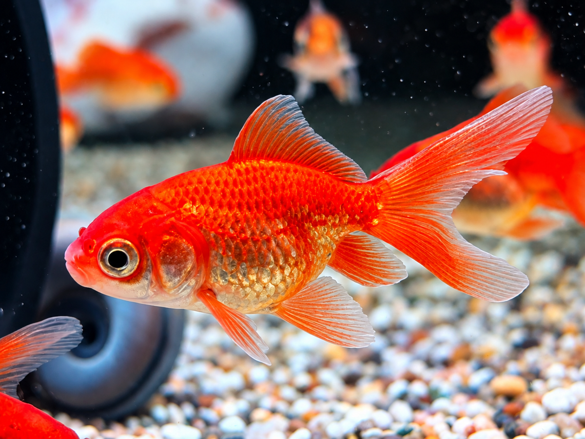 Schleierschwanz Goldfisch Rot Carassius auratus ca. 4 cm