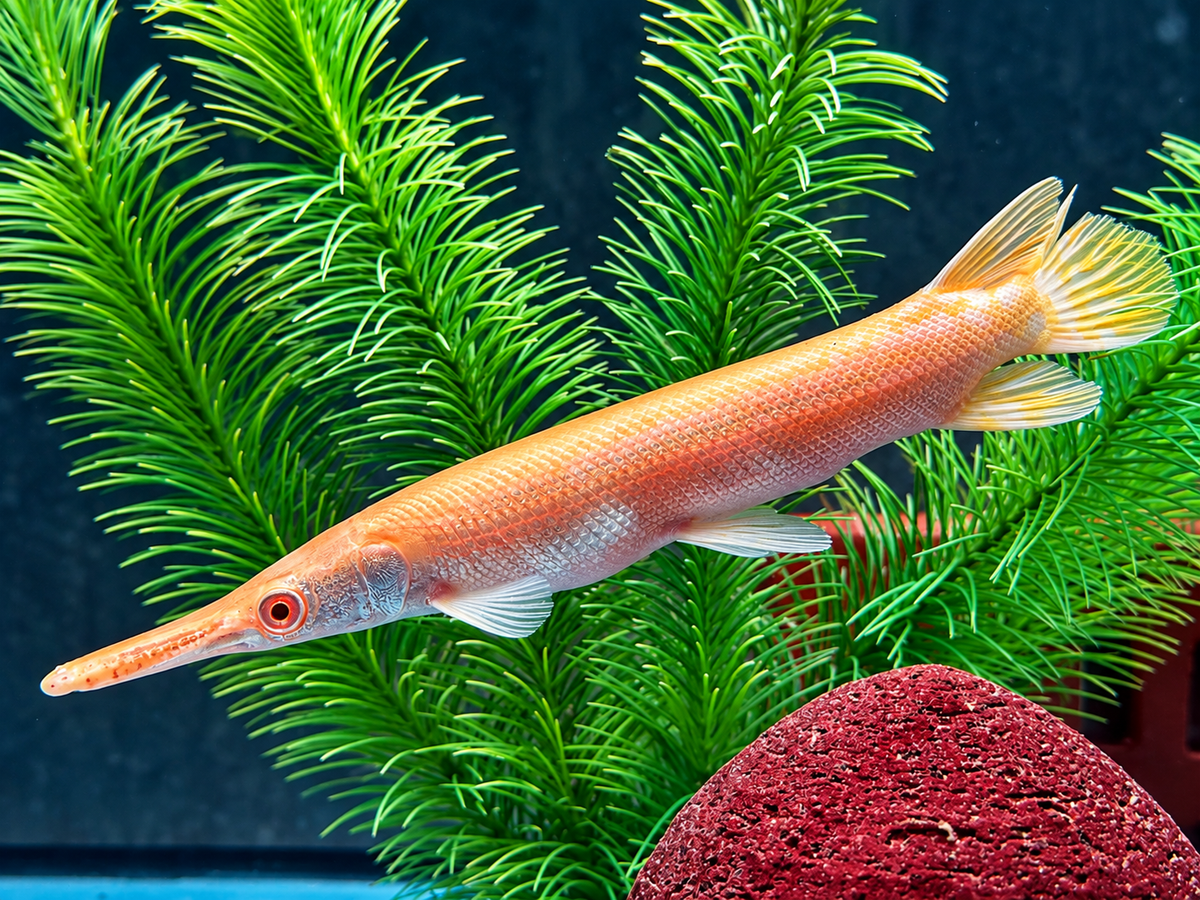 Albino Alligatorhecht Atractosteus Lepisosteus spatula 14-16 cm