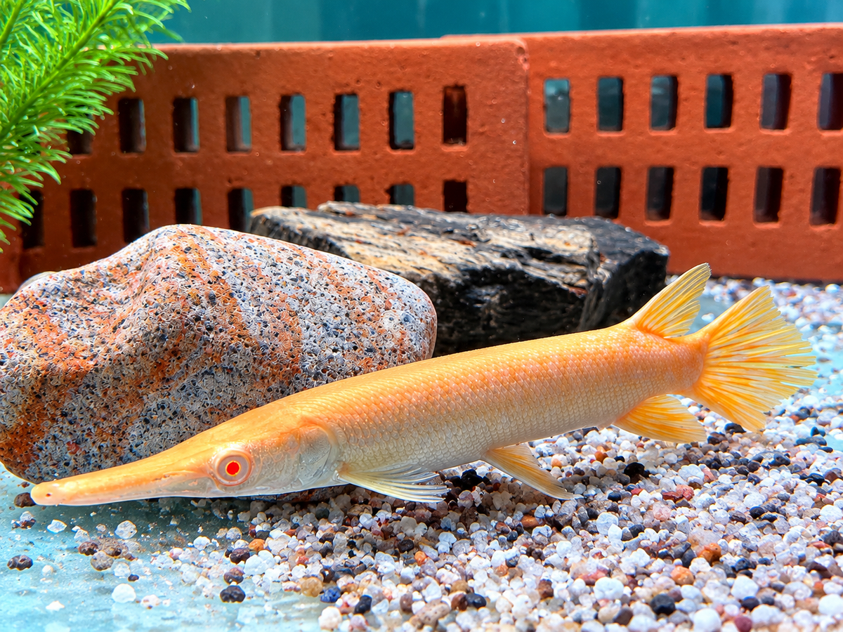 Albino Alligatorhecht Atractosteus Lepisosteus spatula 20-22 cm