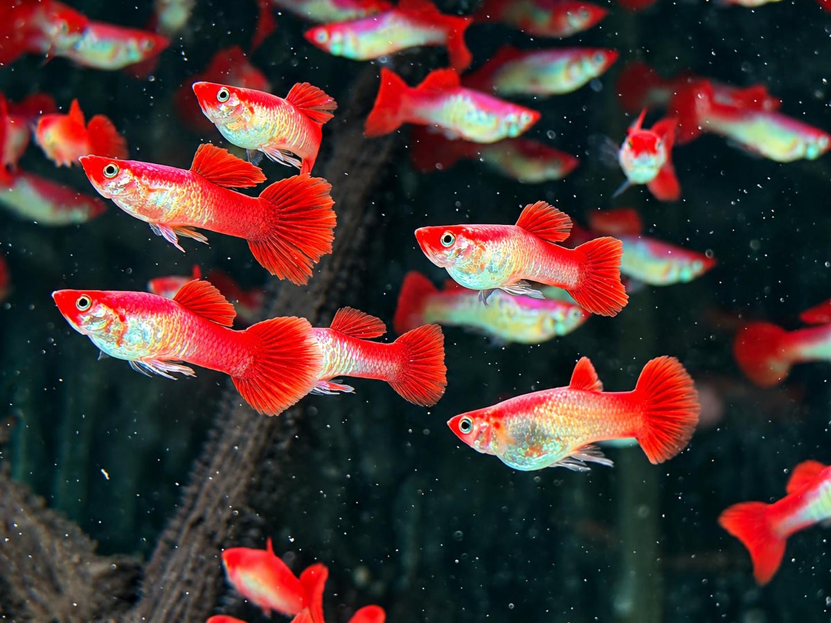 Red Cap Snakeskin Koi Guppy Poecilia reticulata Männchen